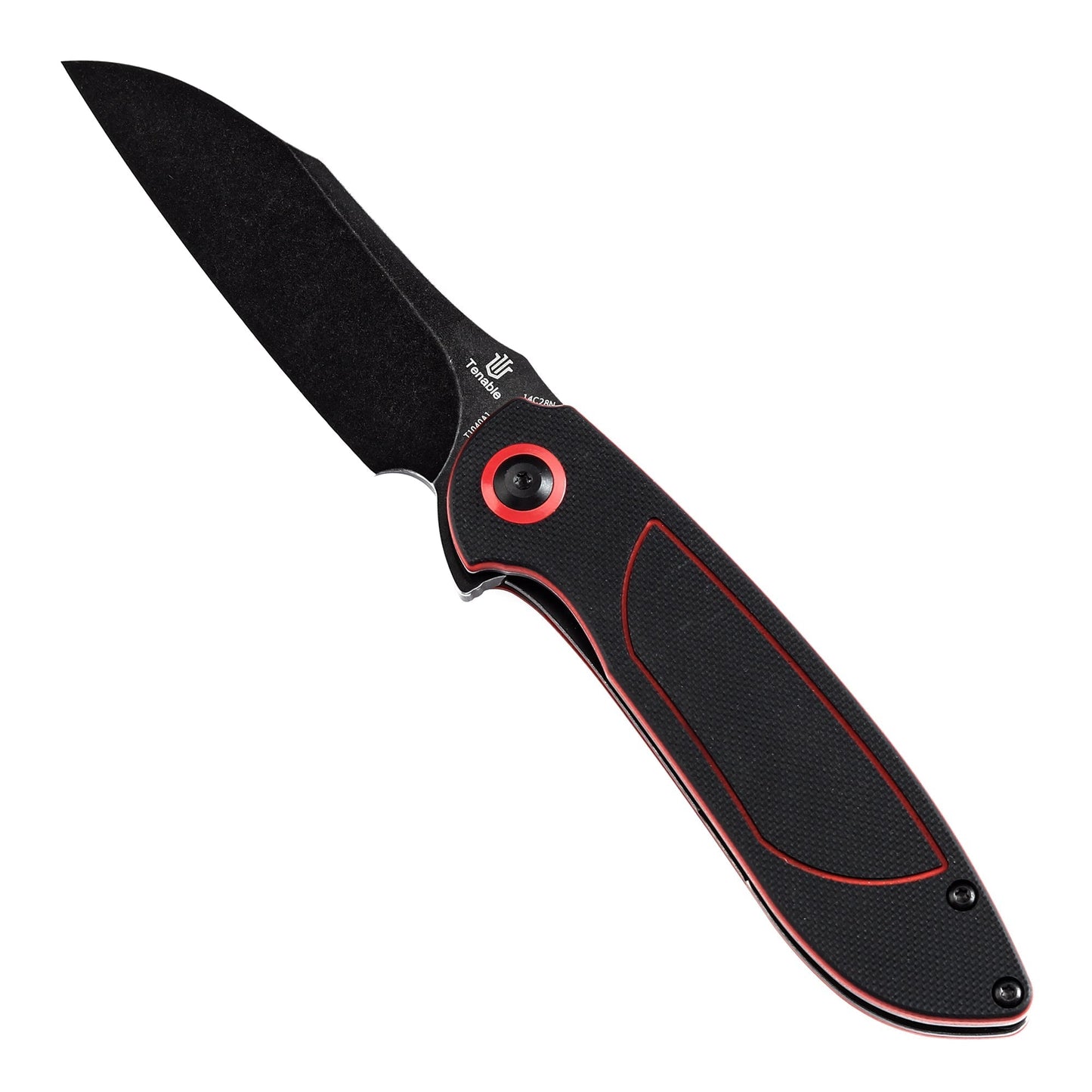 Tenable Prometheus T1040A1 black and red G10 handle scales