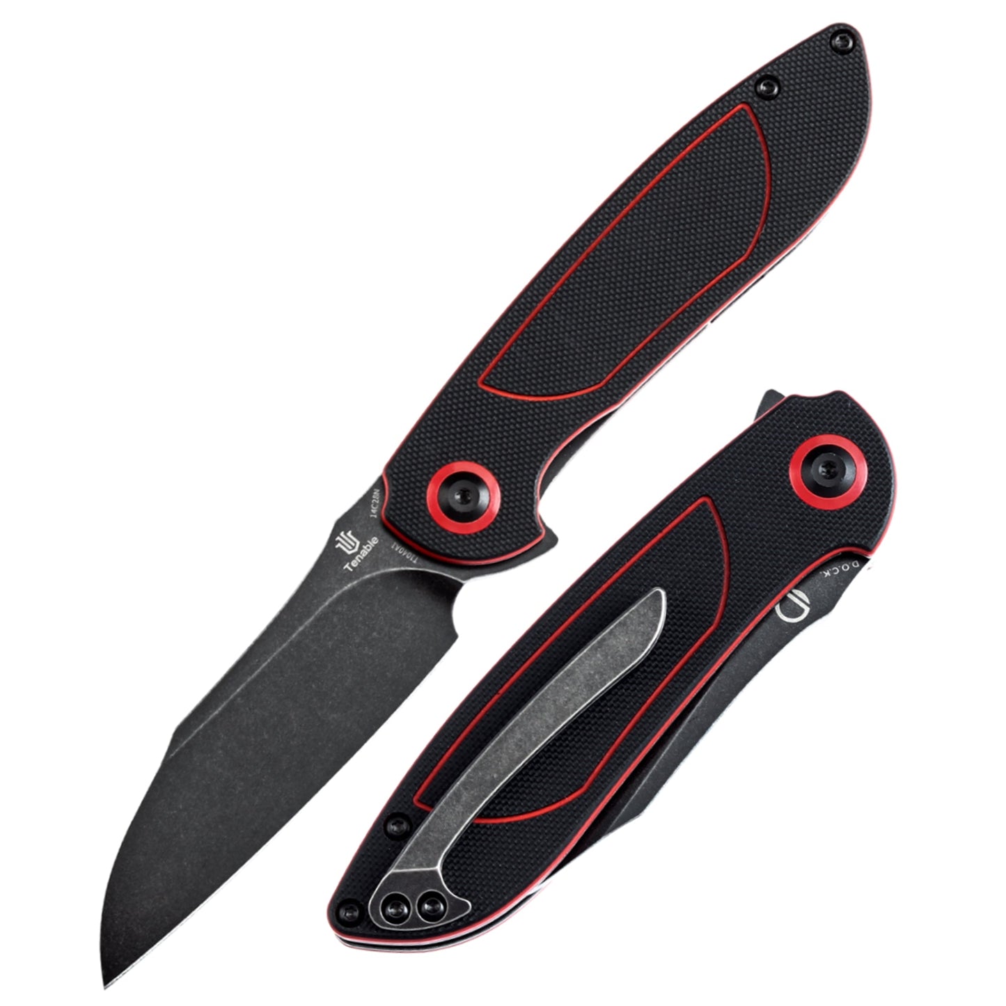 Tenable Prometheus T1040A1 front view – 3.29" blackwash 14C28N sheepfoot folding knife