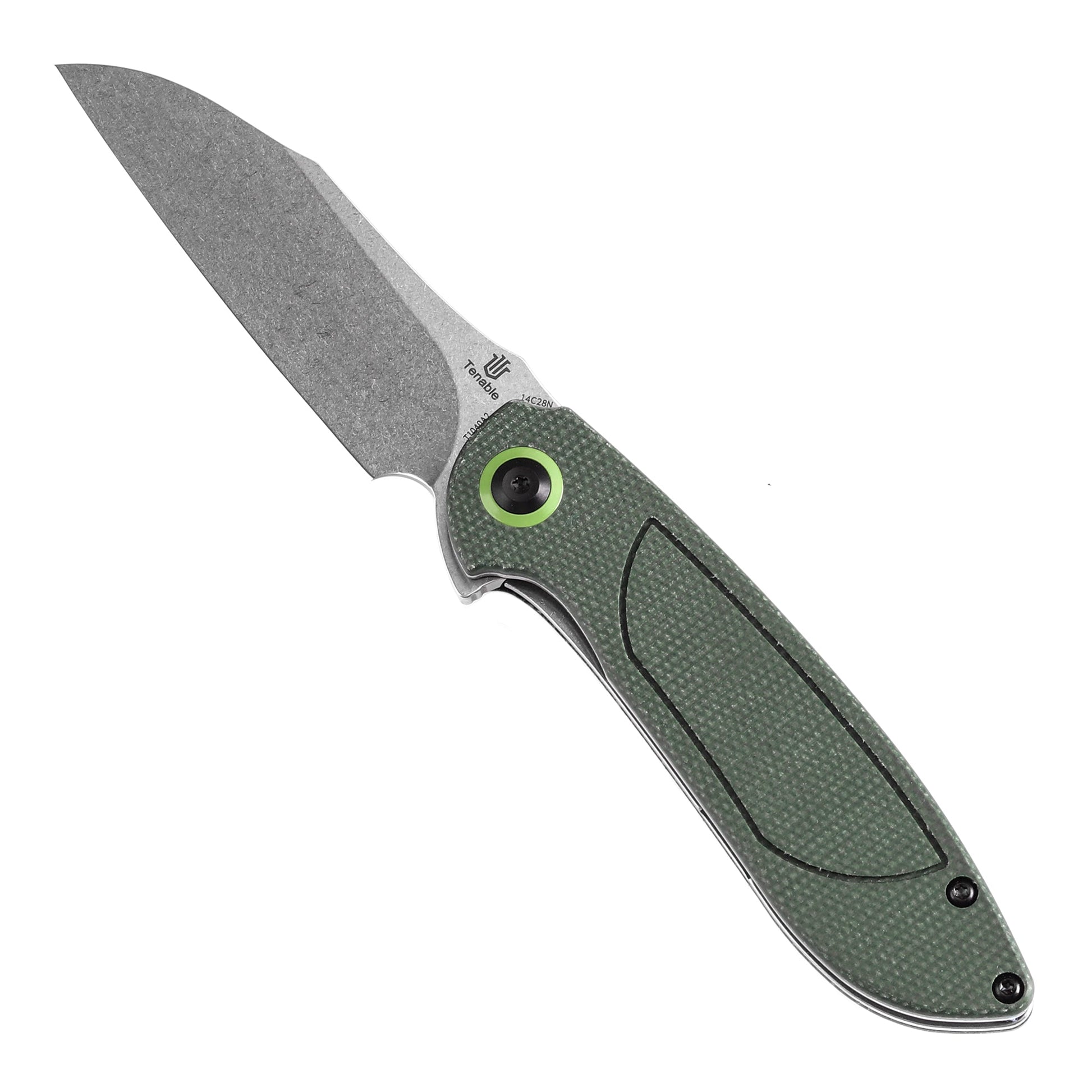 Tenable Prometheus T1040A2 green Micarta handle scales