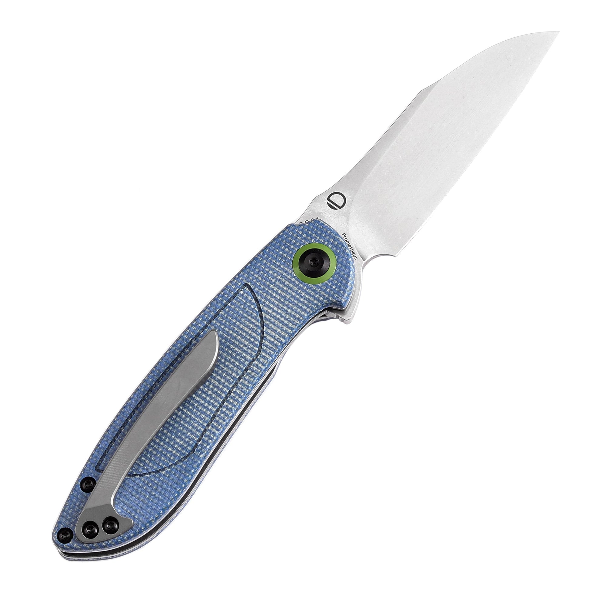 Tenable Prometheus T1040A3 blade detail – stonewashed 14C28N sheepfoot