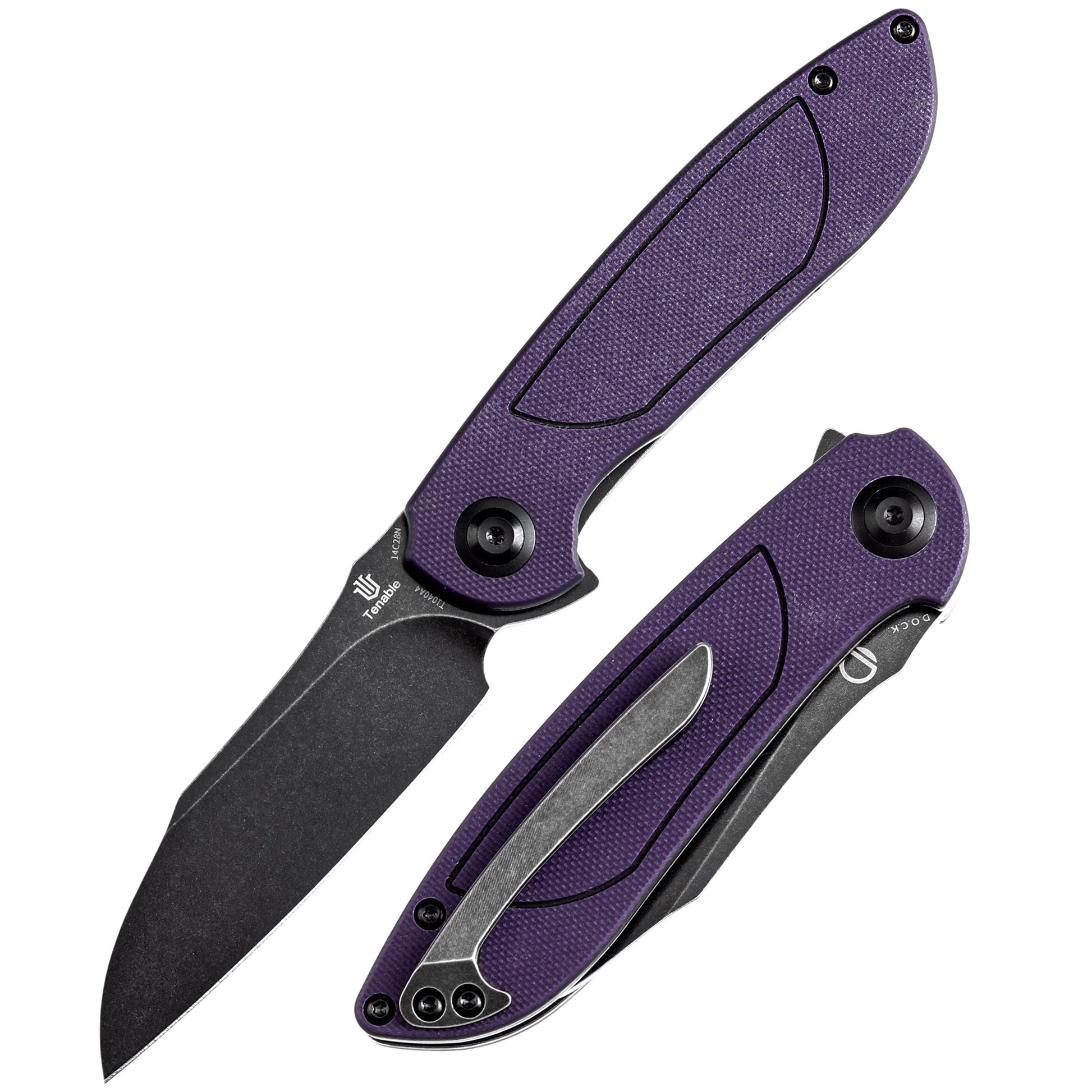 Tenable Prometheus T1040A4 front view – 3.29" blackwash 14C28N sheepfoot folding knife