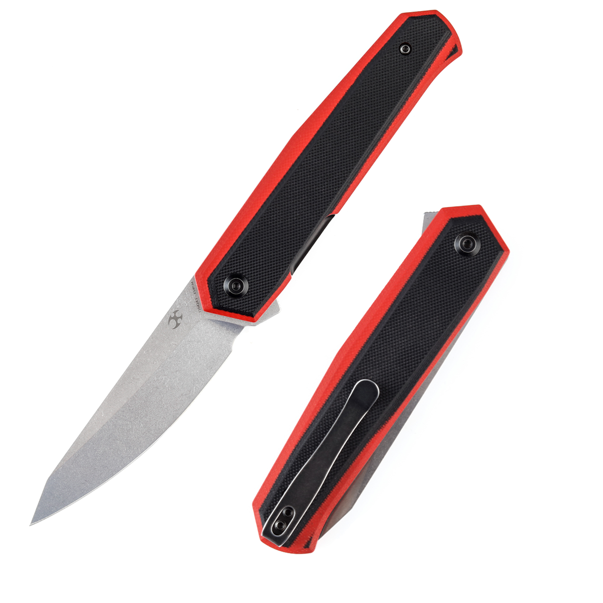 Kansept Integra T1042A3 front view – 3.63" black stonewashed 154CM drop point folding knife