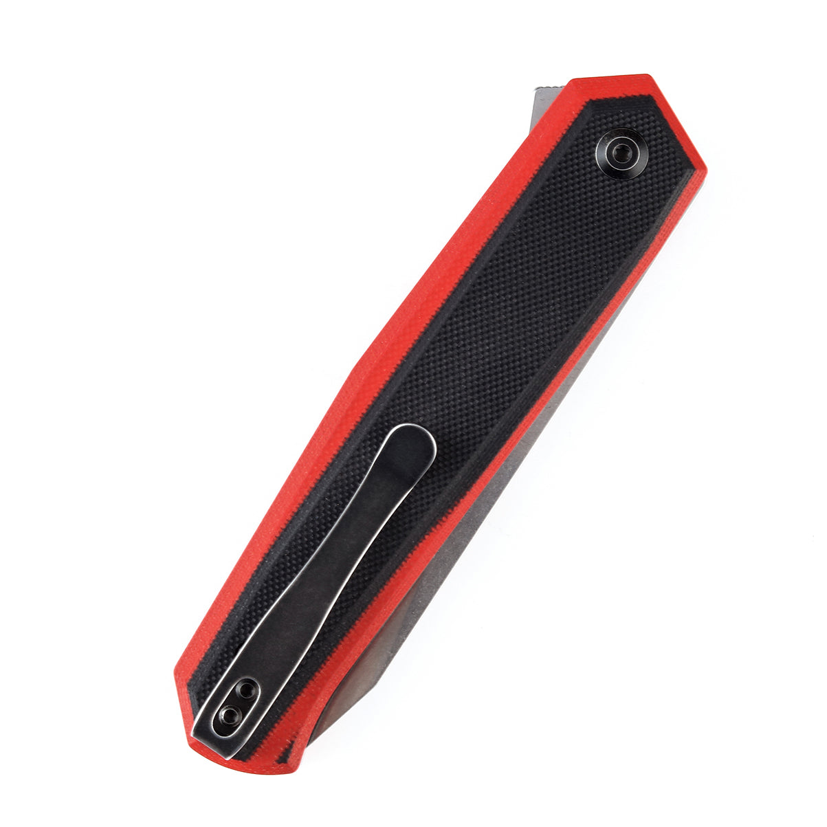 Kansept Integra T1042A3 red and black G10 handle scales