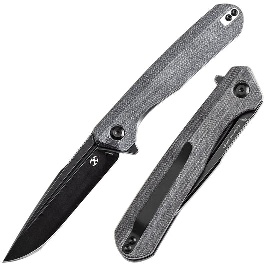 Kansept Qilin T1047A1 front view – 3.43" blackwash 154CM drop point folding knife