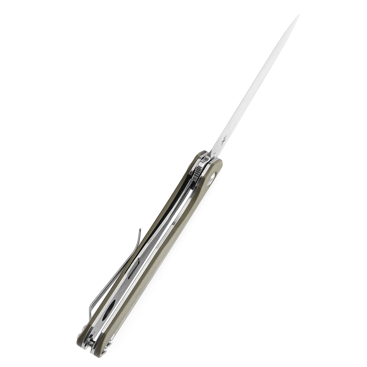 Kansept Qilin T1047A2 blade detail – stonewashed 154CM drop point