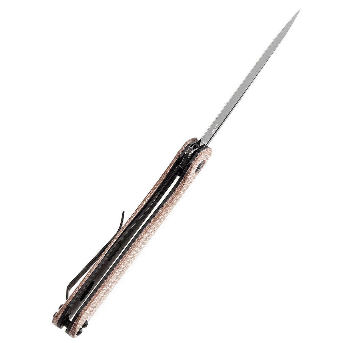 Kansept Qilin T1047A3 blade detail – blackwash 154CM drop point
