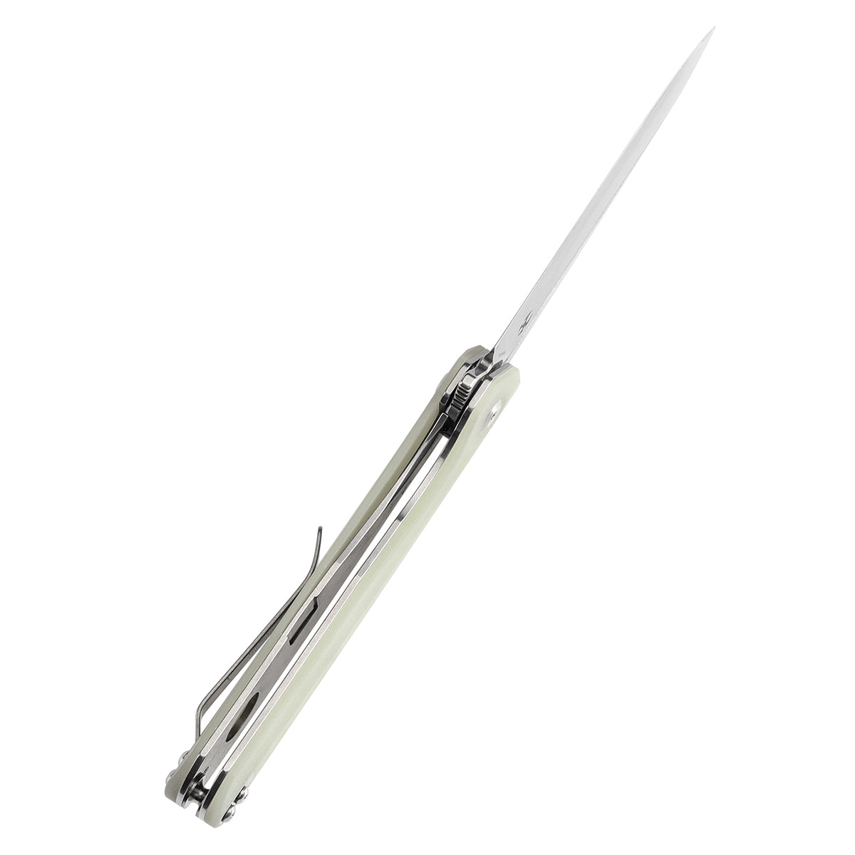 Kansept Qilin T1047A5 blade detail – stonewashed 154CM drop point