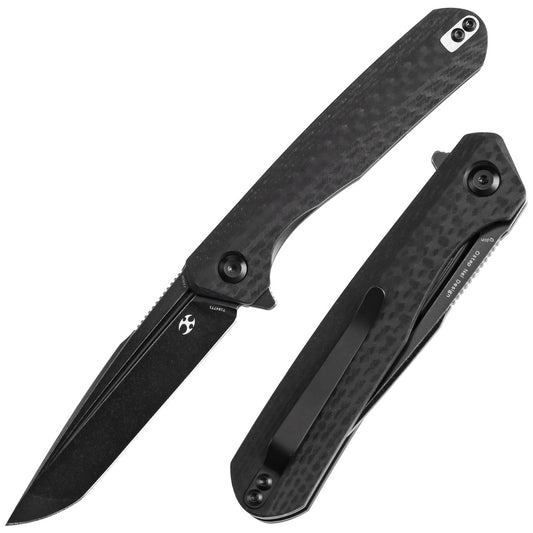 Kansept Qilin T1047T1 front view – 3.43" blackwash 154CM tanto folding knife