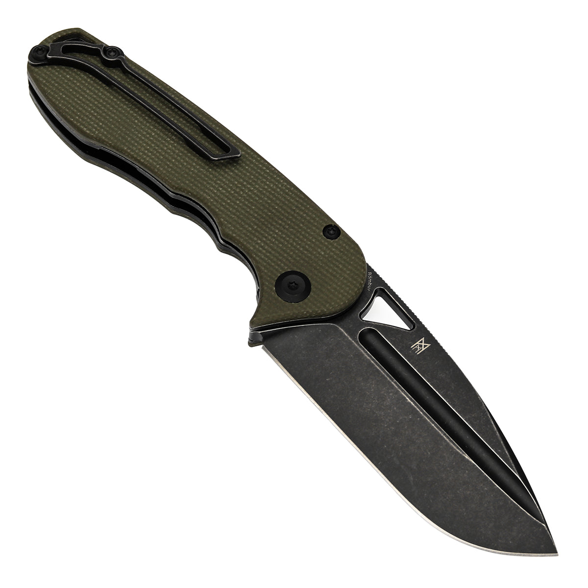 Tenable Bömbur T1054A4 open position showing D2 drop point blade