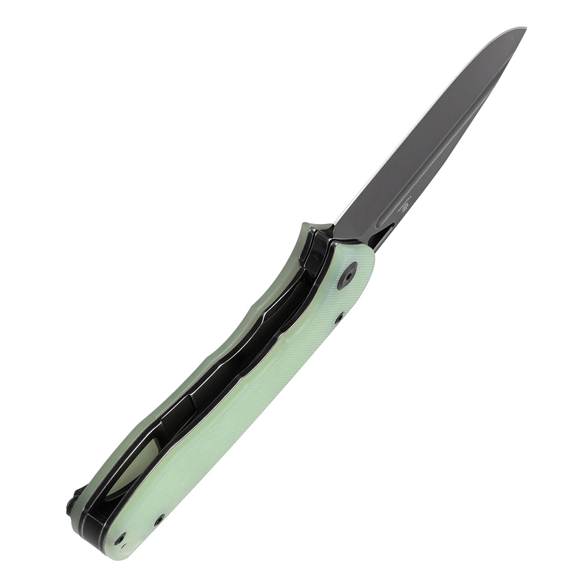 Tenable Bömbur T1054A8 blade detail – D2 flat grind, triangular opening hole, spine jimping