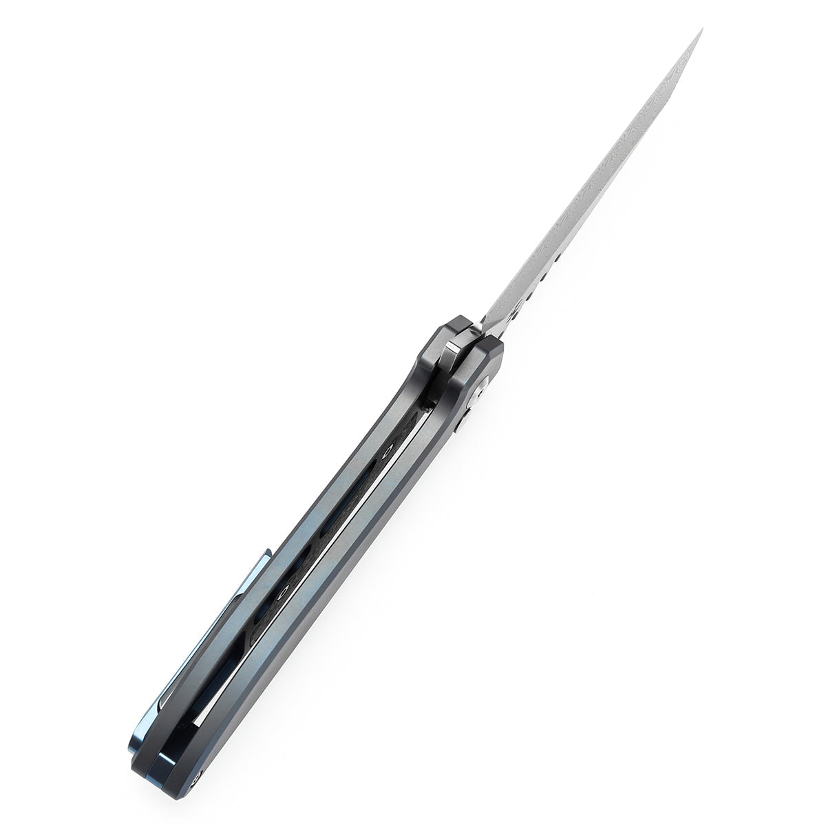 Kansept Kosame T1093F1 blade detail – Damascus Wharncliffe