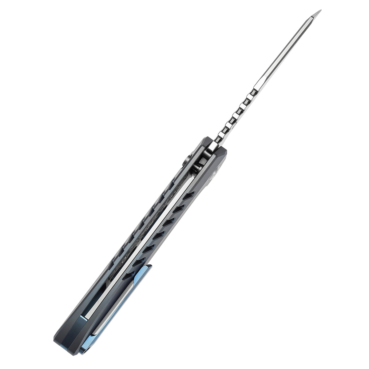 Kansept Kosame T1093F1 blue anodized titanium carbon fiber handle scales