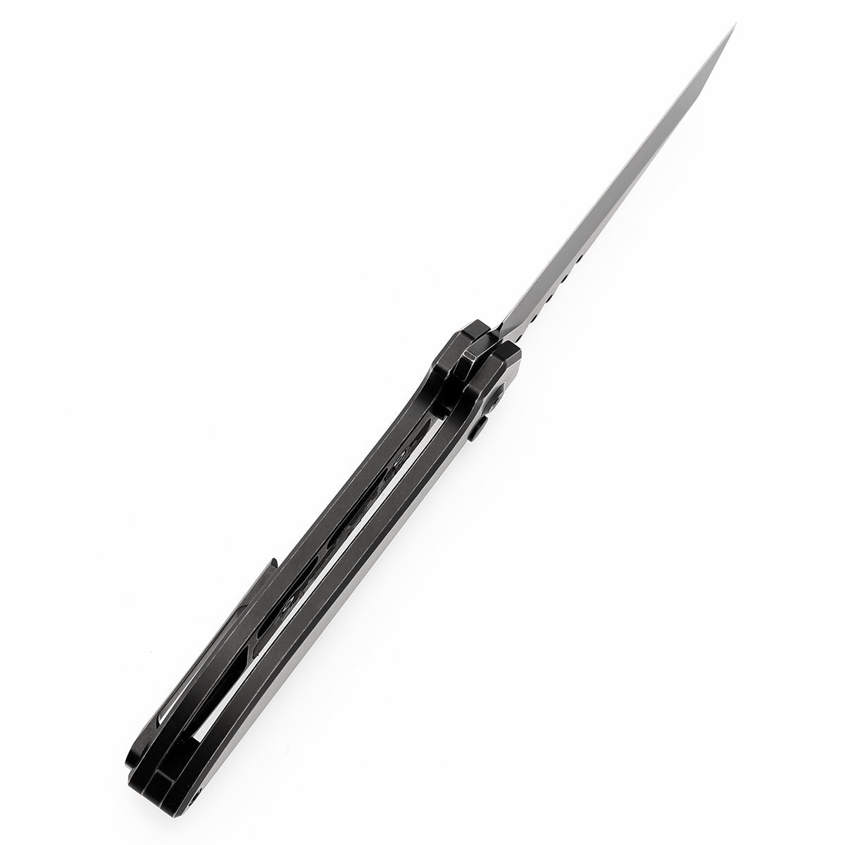 Kansept Kosame T1093F3 blade detail – blackwash 154CM Wharncliffe