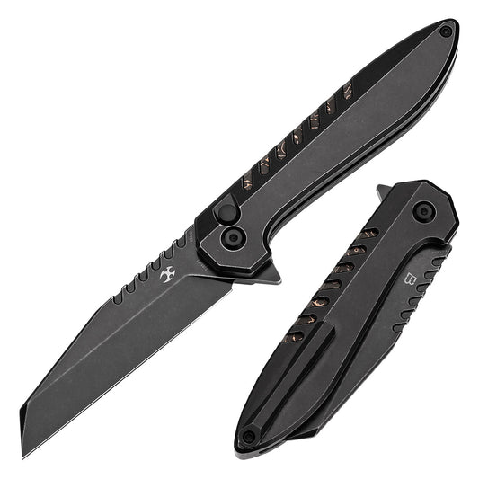 Kansept Kosame T1093F3 front view – 3.37" blackwash 154CM Wharncliffe folding knife