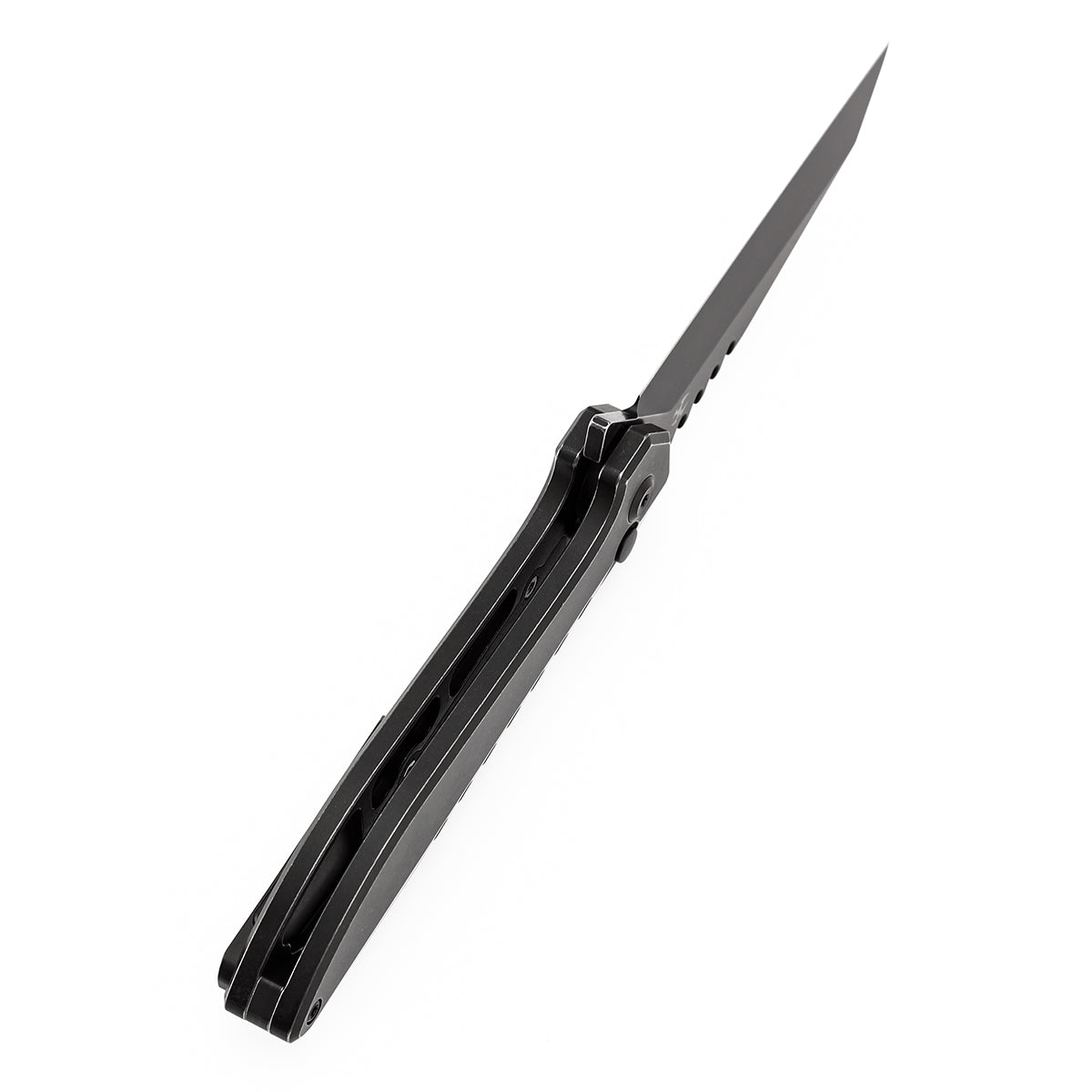 Kansept Kosame T1093F5 blade detail – blackwash 154CM Wharncliffe