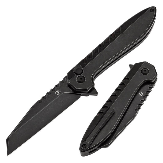Kansept Kosame T1093F5 front view – 3.37" blackwash 154CM Wharncliffe folding knife