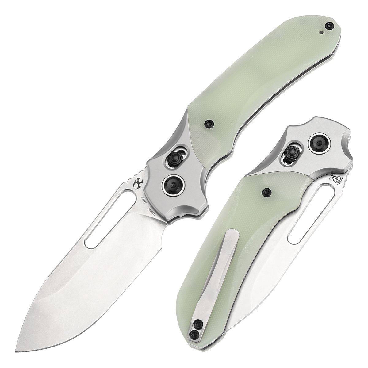 Kansept Quasar T1099V1 front view – 3.38" stonewashed 154CM drop point folding knife