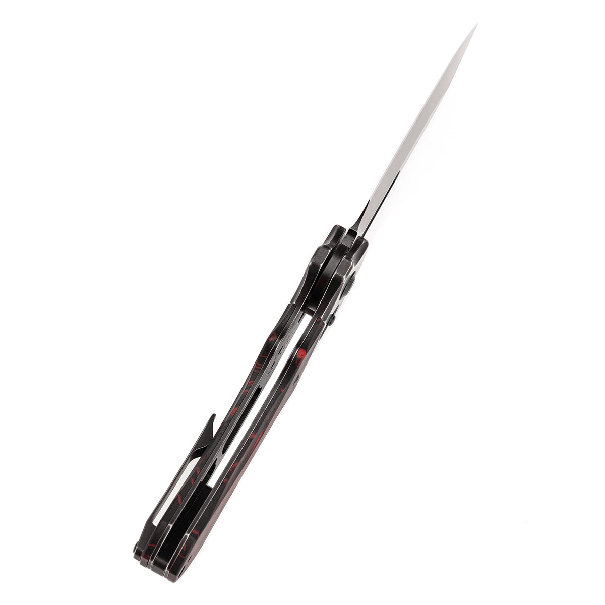 Kansept Quasar T1099V4 blade detail – blackwash 154CM drop point