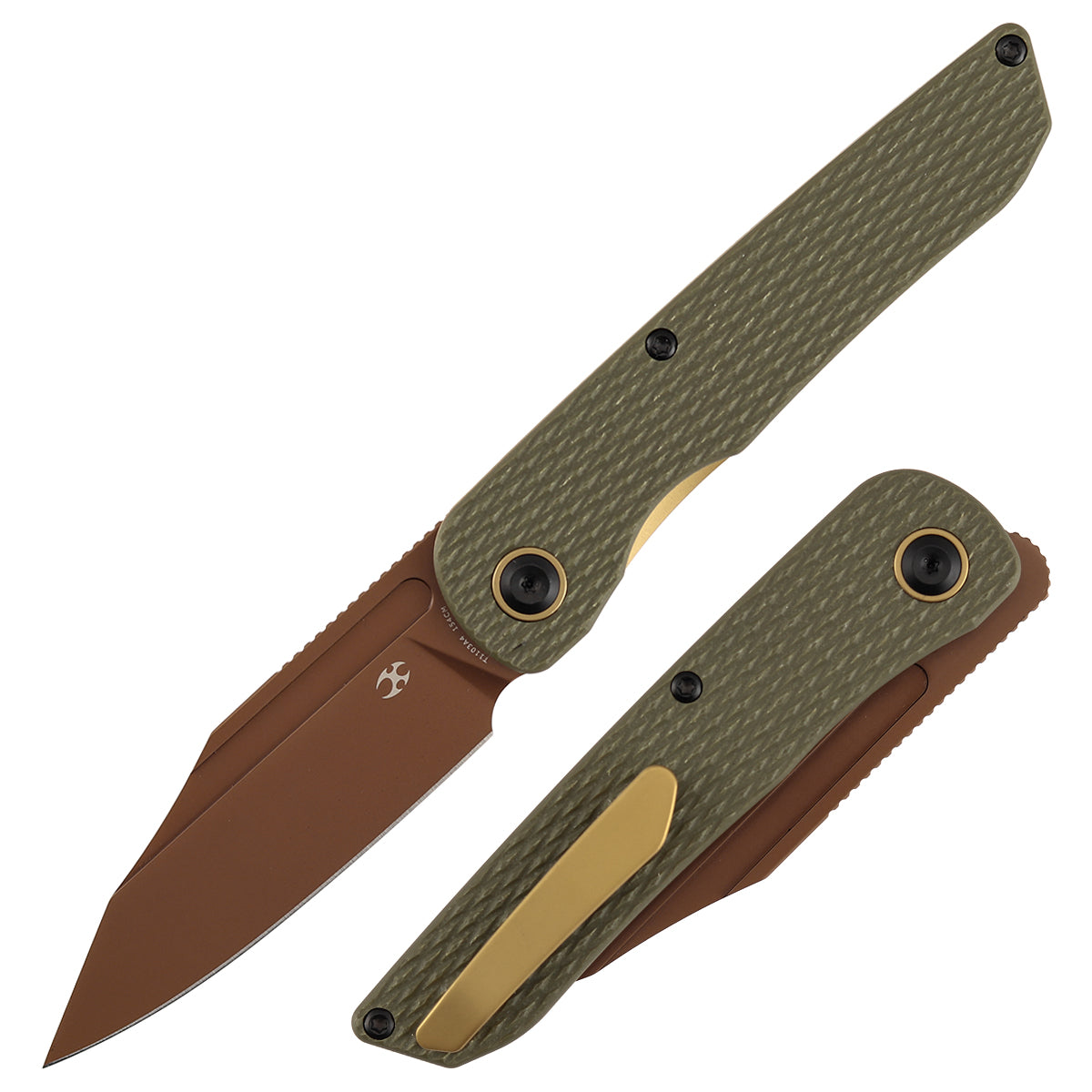 Kansept Nettle T1103A4 front view – 3.28" rose gold 154CM tanto folding knife