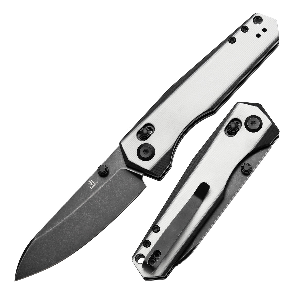 Tenable Beaver T1105V2 front view – 3.44" blackwash Nitro-V drop point folding knife