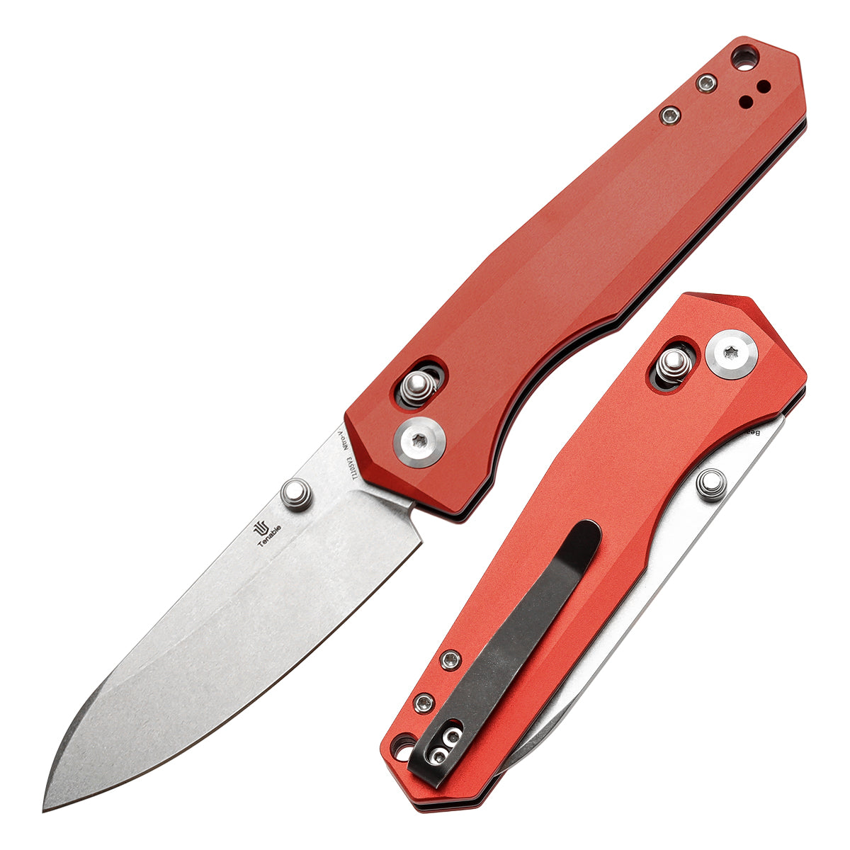 Tenable Beaver T1105V3 front view – 3.44" stonewashed Nitro-V drop point folding knife