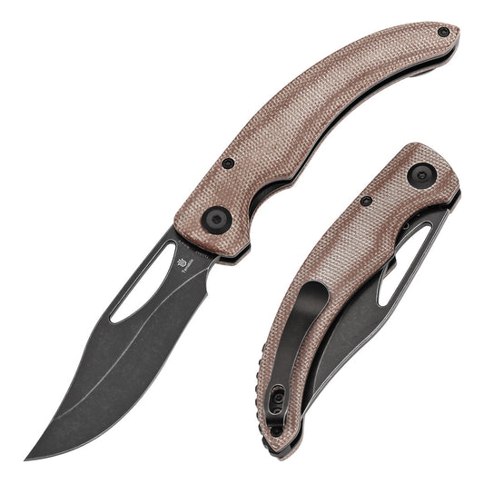 Tenable Gideon T1119A2 front view – 3.5" blackwash Nitro-V clip point folding knife