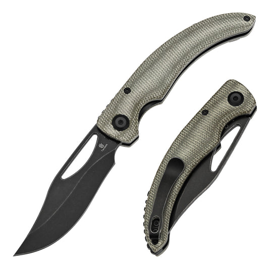Tenable Gideon T1119A6 front view – 3.5" blackwash Nitro-V clip point folding knife