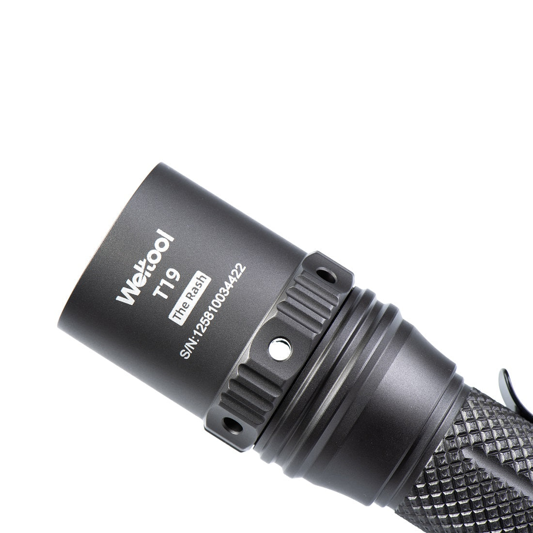 Weltool T19 2050 lumen high-CRI tactical flashlight, front view