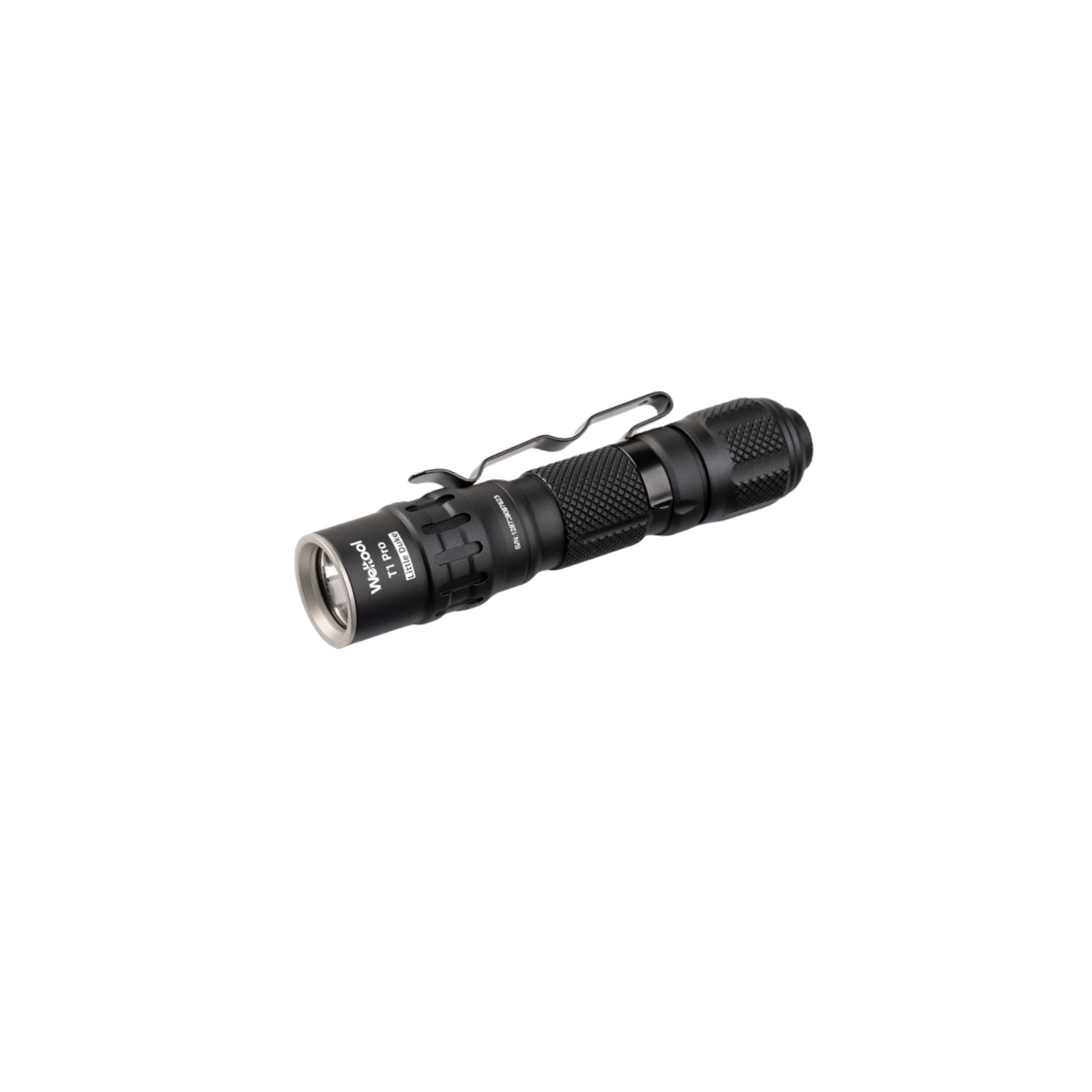Weltool T1 Pro TAC OD Green front view, 540 lumen mini tactical flashlight