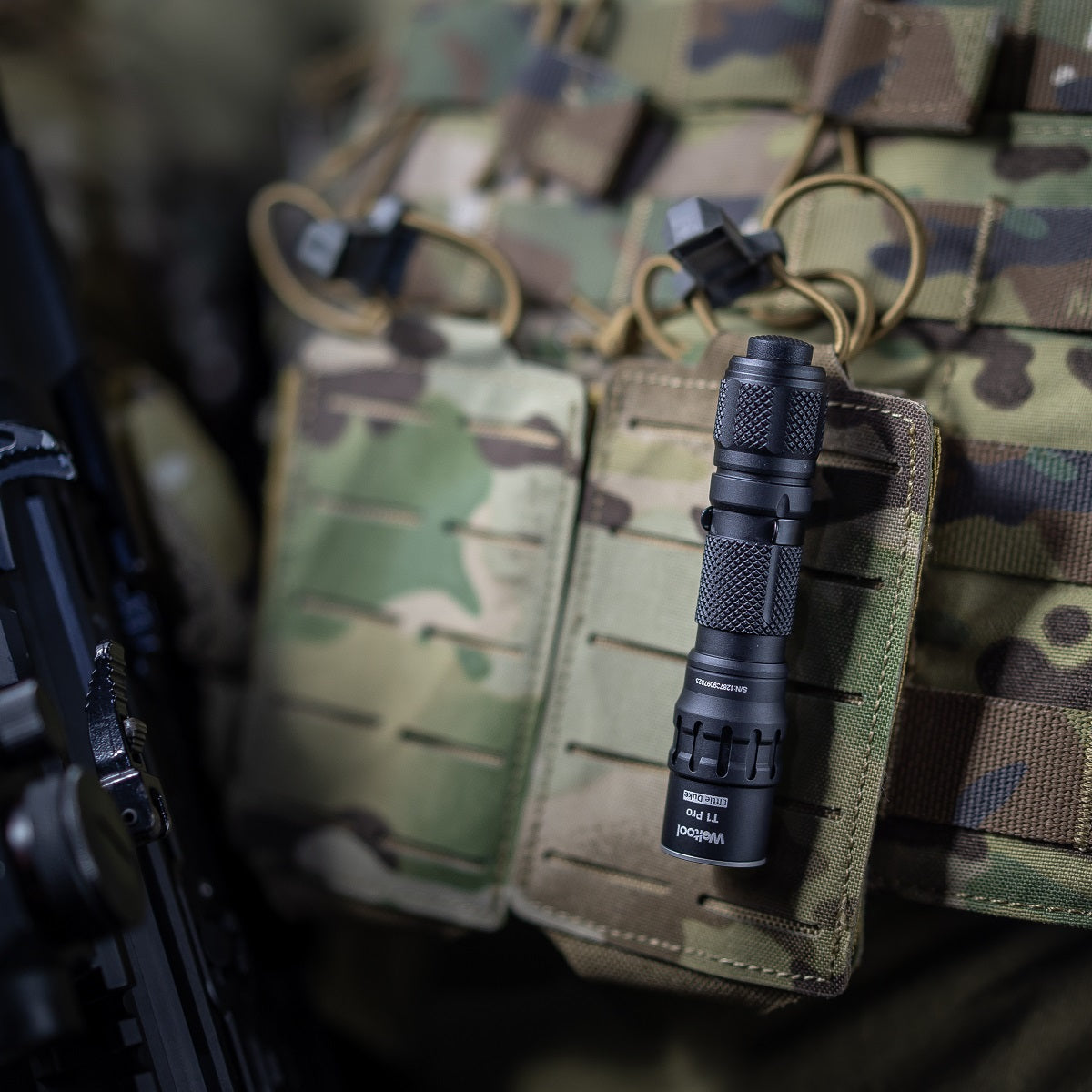 Weltool T1 Pro TAC OD Green forward tail switch detail