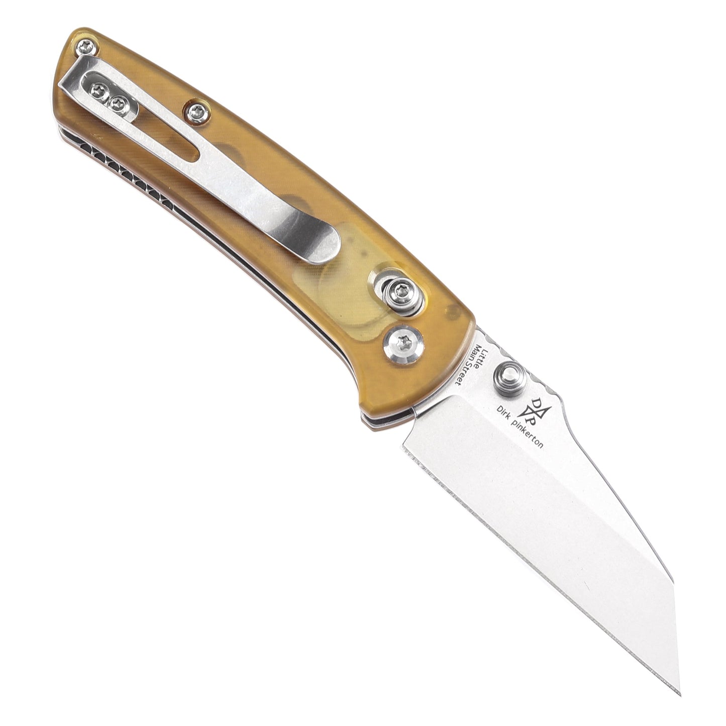 Kansept Little Main Street T2015V1 blade detail - stonewashed 154CM drop point