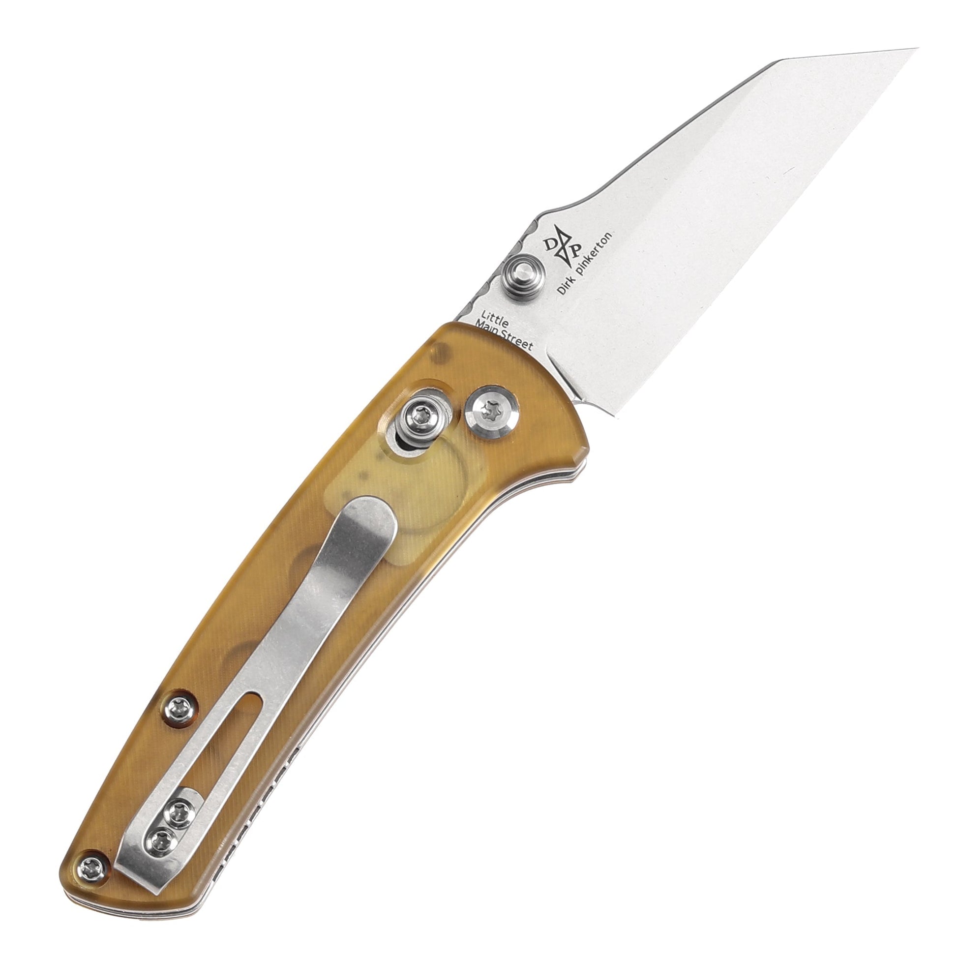 Kansept Little Main Street T2015V1 open position showing 154CM drop point blade
