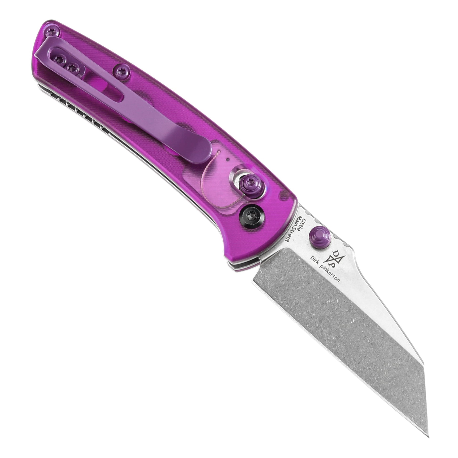 Kansept Little Main Street T2015V2 blade detail – stonewashed 154CM drop point