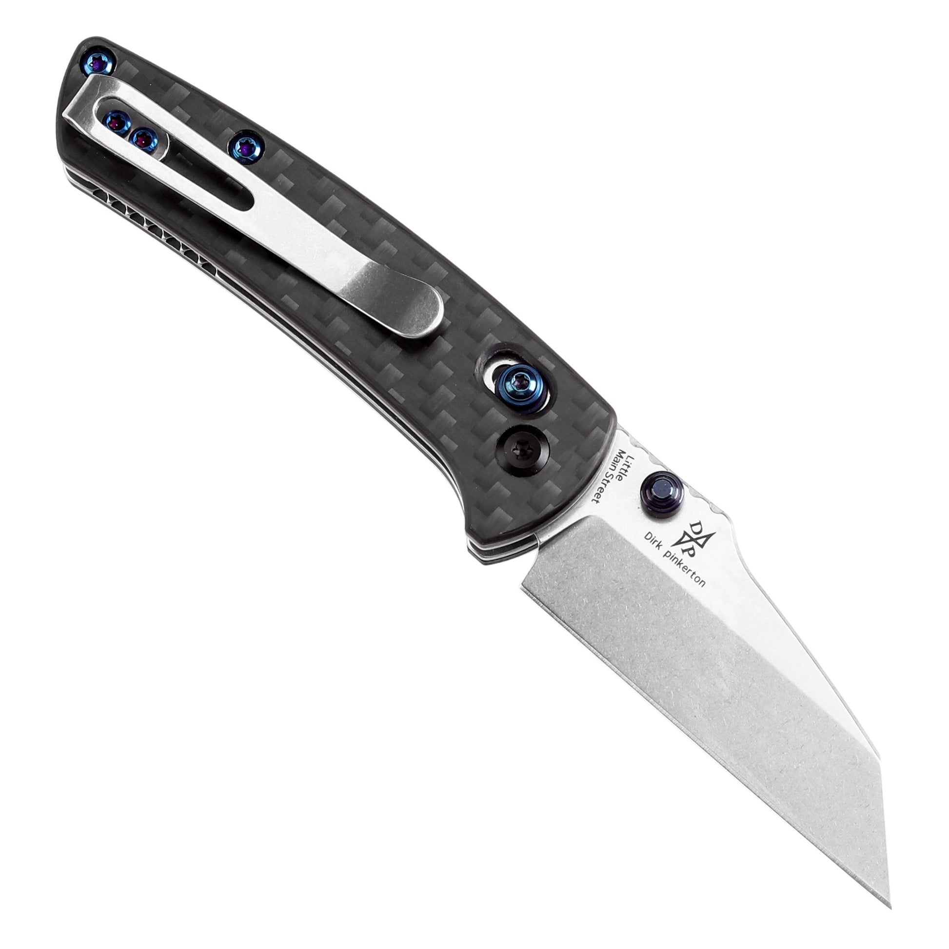 Kansept Little Main Street T2015V4 blade detail – stonewashed 154CM drop point