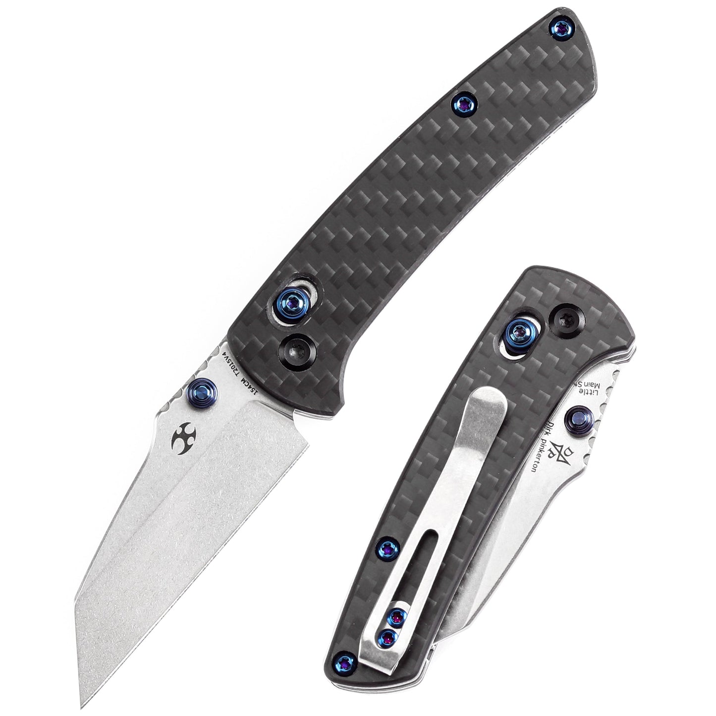 Kansept Little Main Street T2015V4 front view – 2.26" stonewashed 154CM drop point folding knife