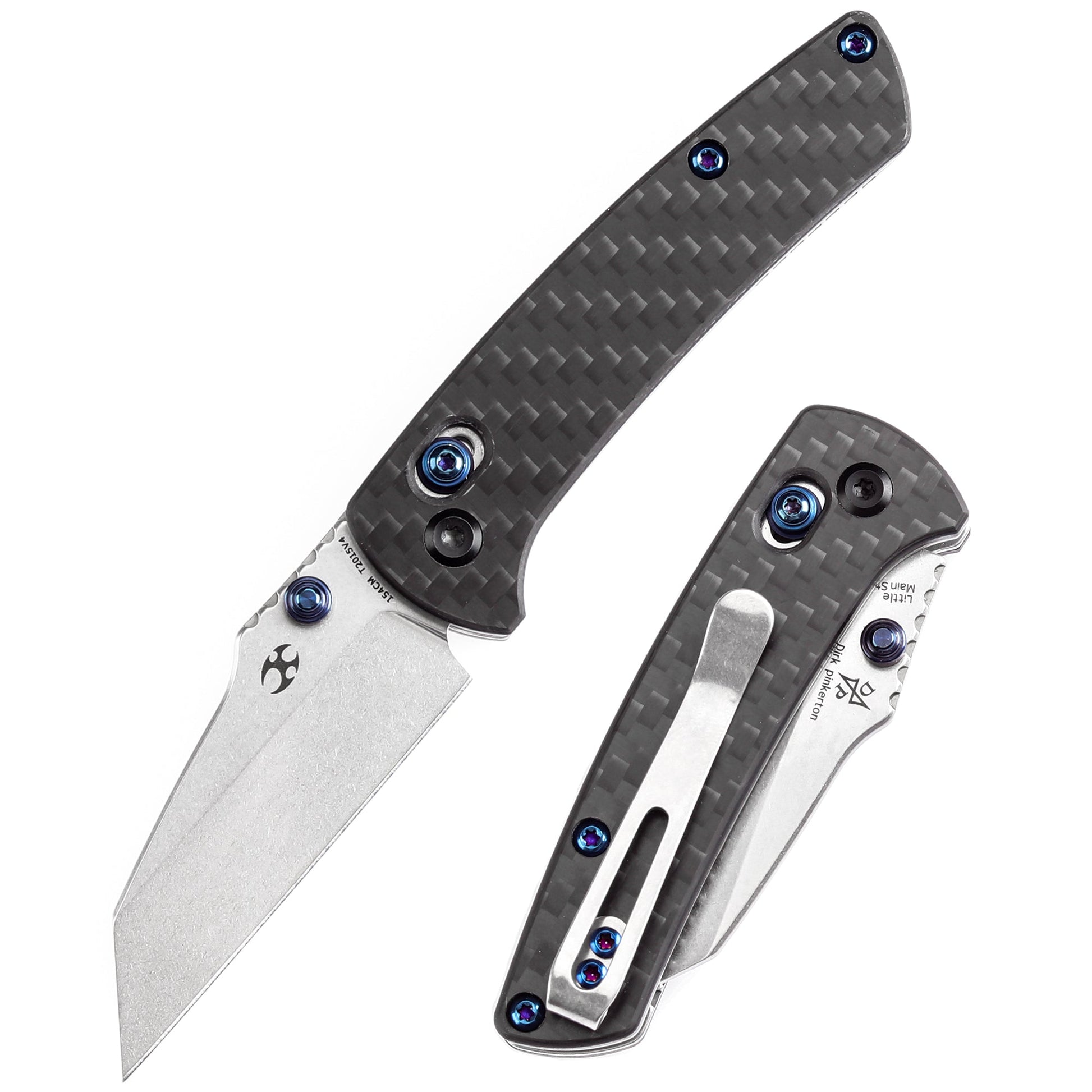 Kansept Little Main Street T2015V4 front view – 2.26" stonewashed 154CM drop point folding knife