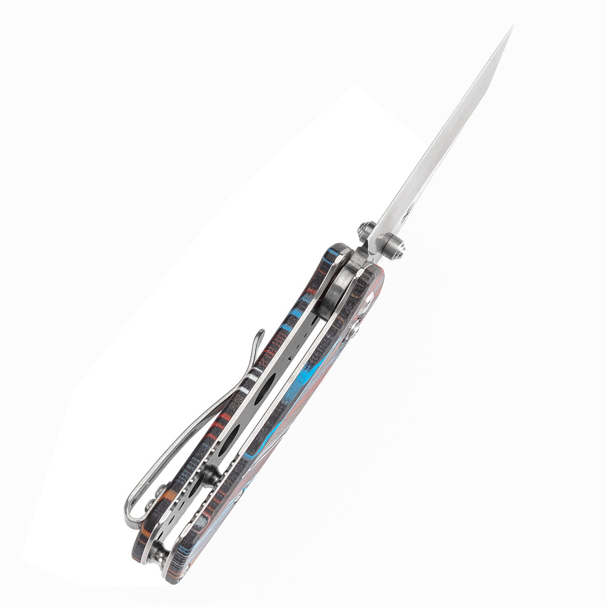 Kansept Little Main Street T2015V8 blade detail – satin 154CM drop point