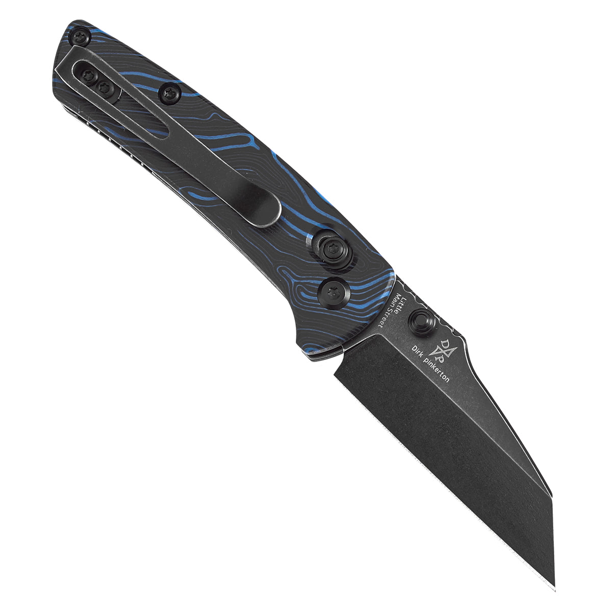 Kansept Little Main Street T2015V9 open position showing 154CM drop point blade