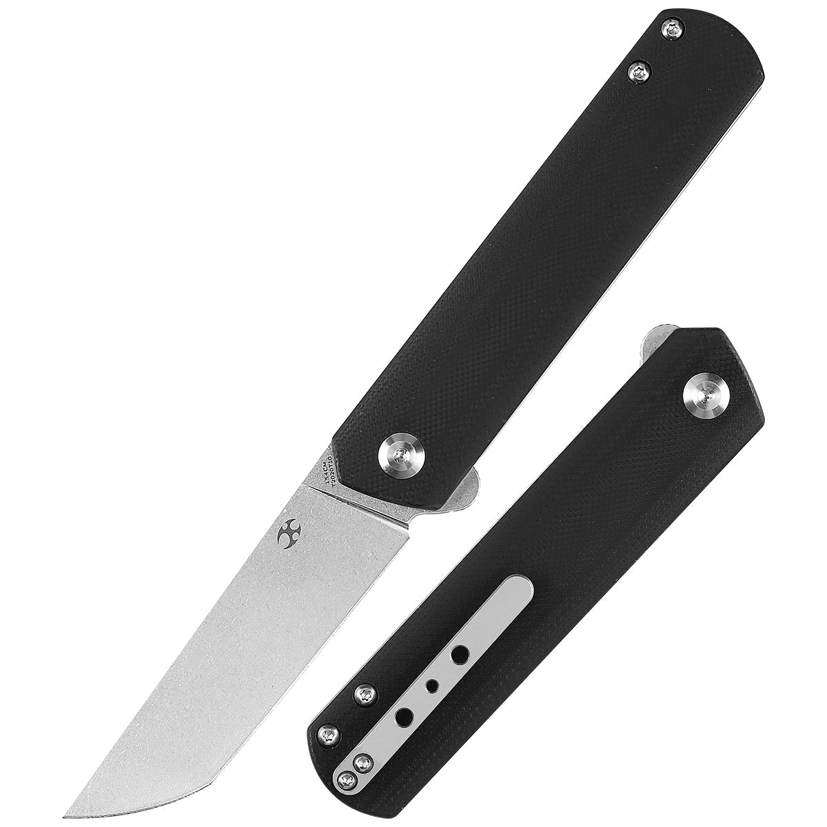 Kansept Foosa T2020T10 front view – 3.06" satin 154CM tanto folding knife