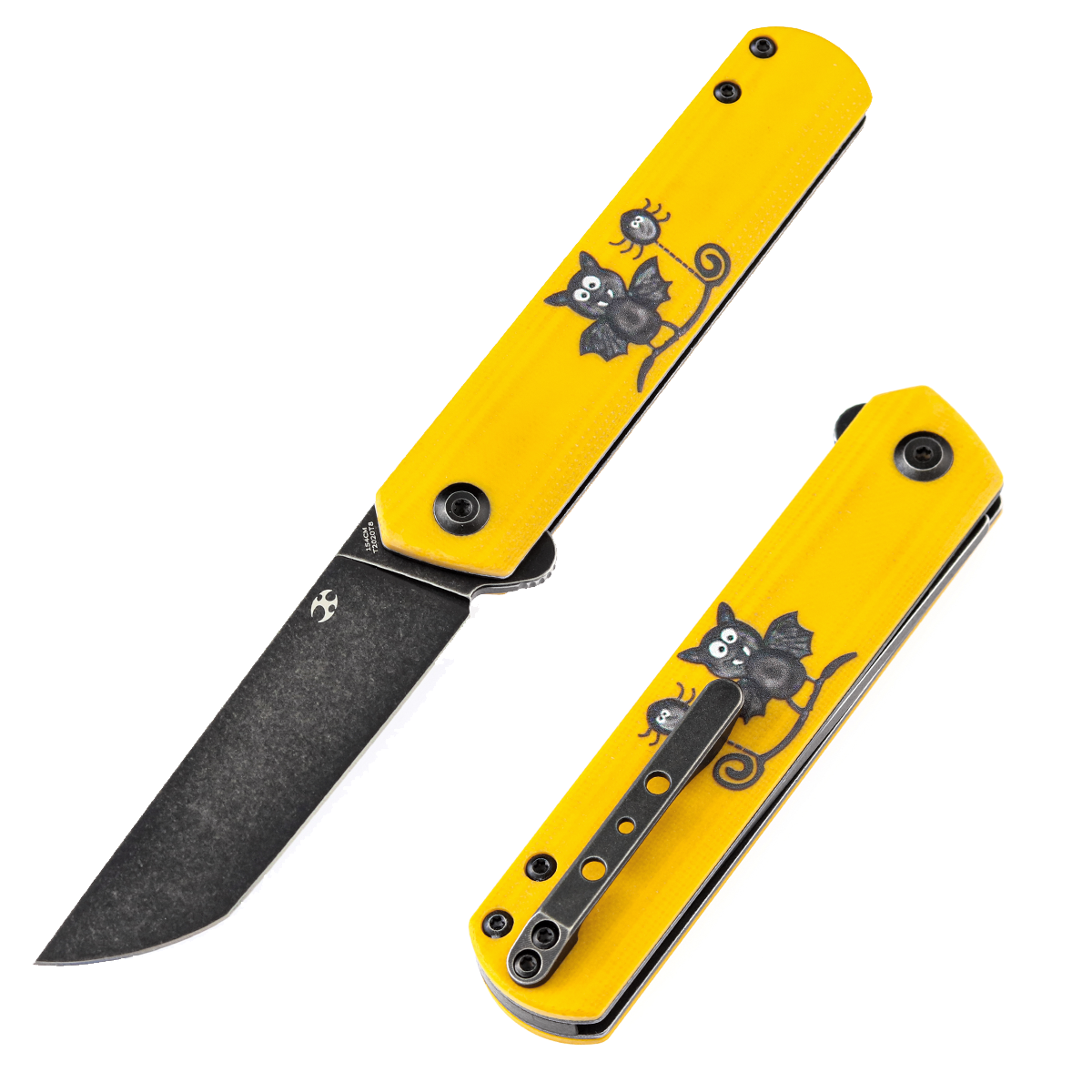 Kansept Foosa T2020T8 front view – 3.06" black TiCn 154CM tanto folding knife