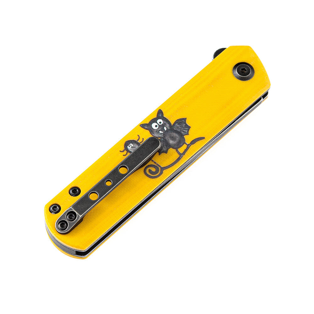 Kansept Foosa T2020T8 yellow G10 Bat Print handle scales