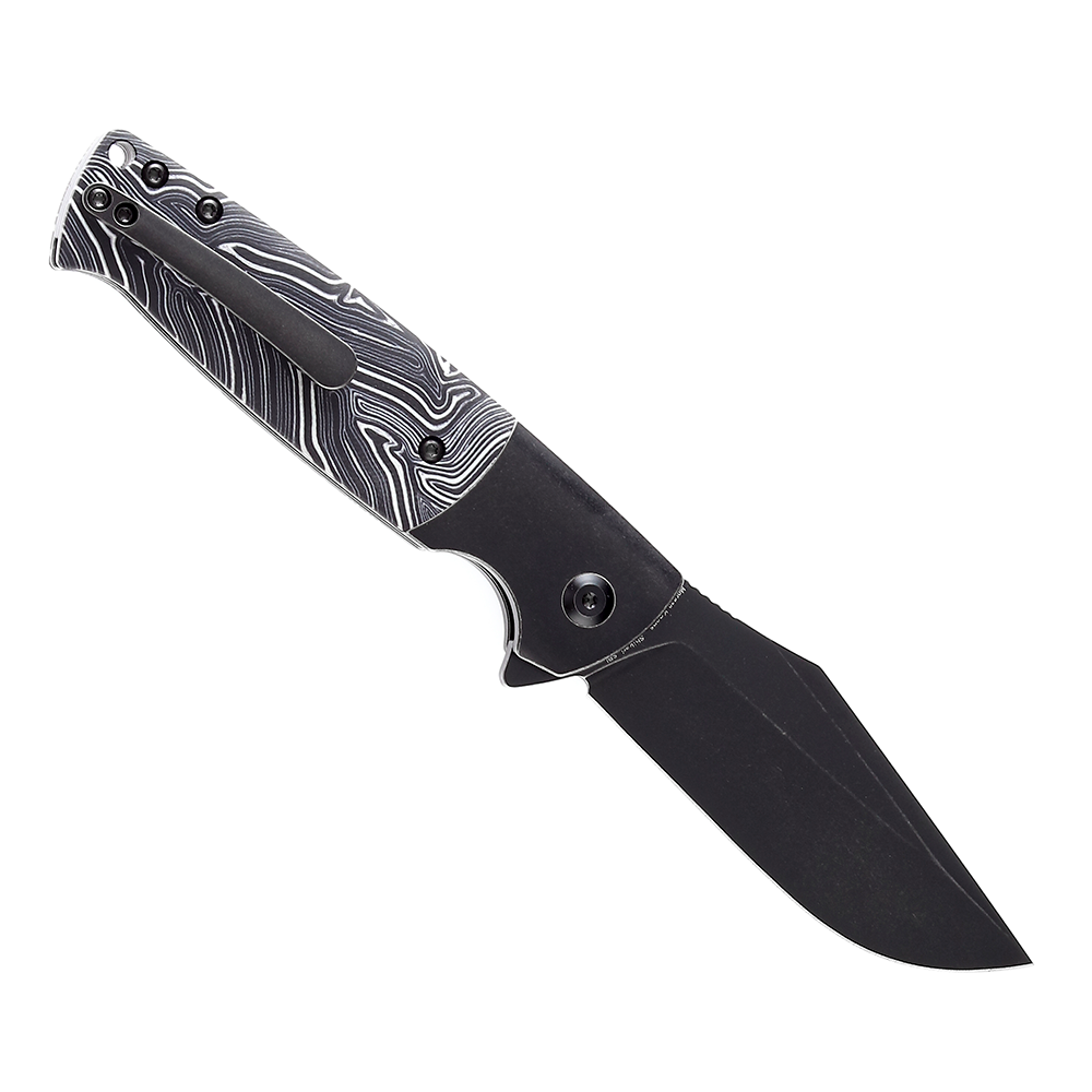 Kansept Shikari SBL T2027B1 open position showing CPM S35VN clip point blade