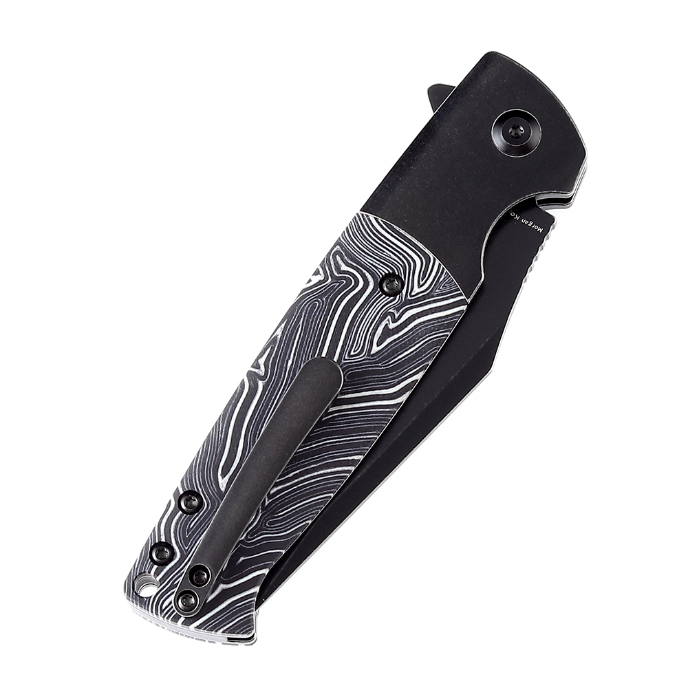 Kansept Shikari SBL T2027B1 titanium handle with black and white G-Mascus inlays