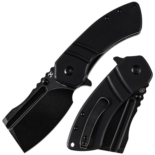 Kansept M+ Korvid T2030B1U front view – 3.07" black stonewashed 154CM cleaver folding knife