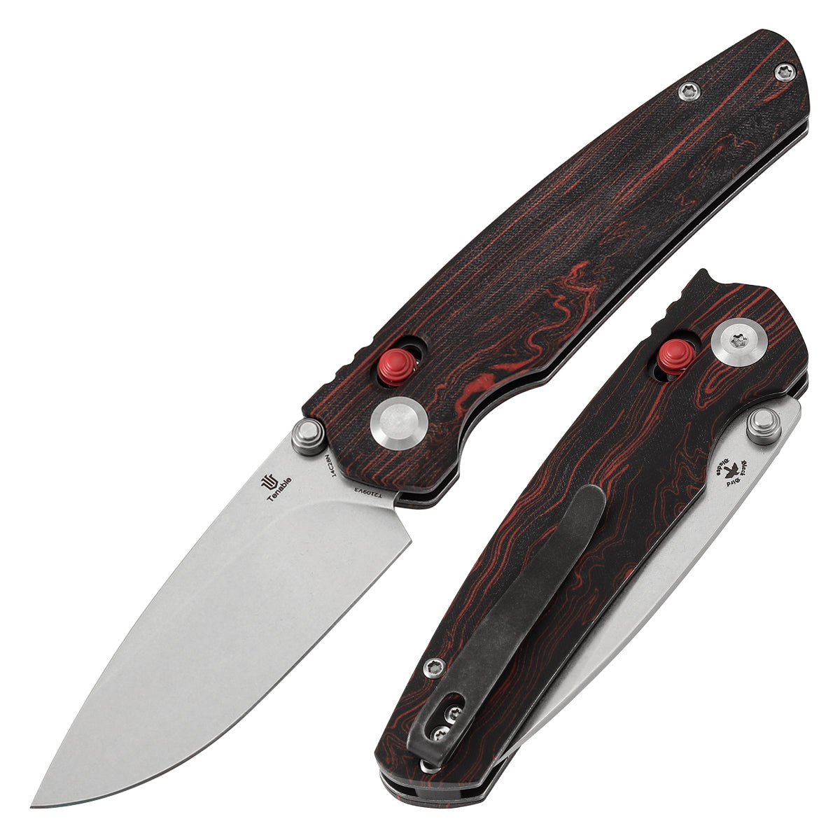 Tenable Raven T2109V3 front view – 3.14" stonewashed 14C28N drop point folding knife
