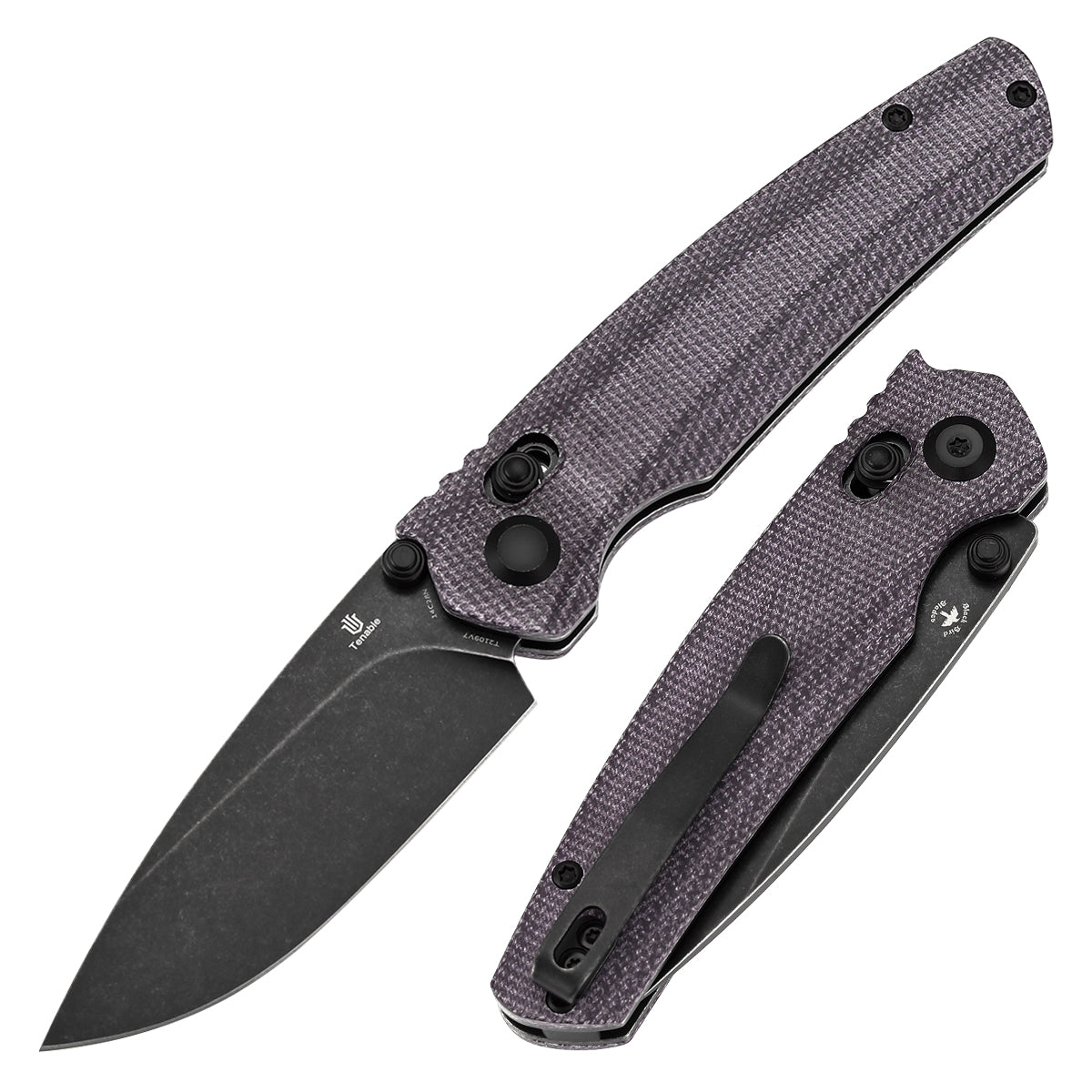 Tenable Raven T2109V7 front view – 3.14" blackwash 14C28N drop point folding knife