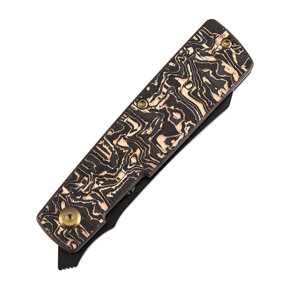 Kansept Higonokami T2135A2 black copper carbon fiber handle scales