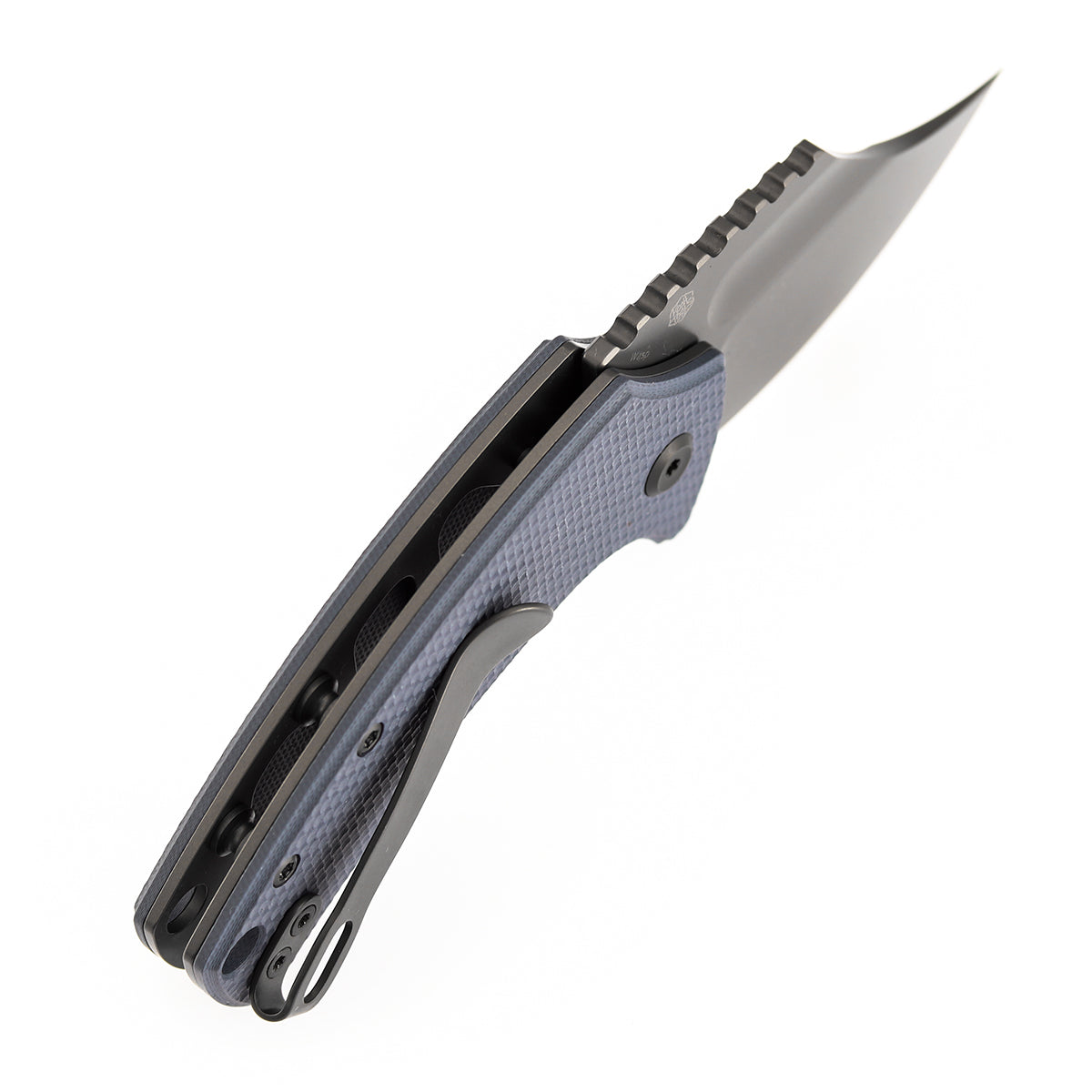 Kansept Wasp T2144F1 blade detail - gray TiCn 154CM modified Wharncliffe