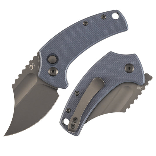 Kansept Wasp T2144F1 front view - 2.36" gray TiCn 154CM modified Wharncliffe folding knife