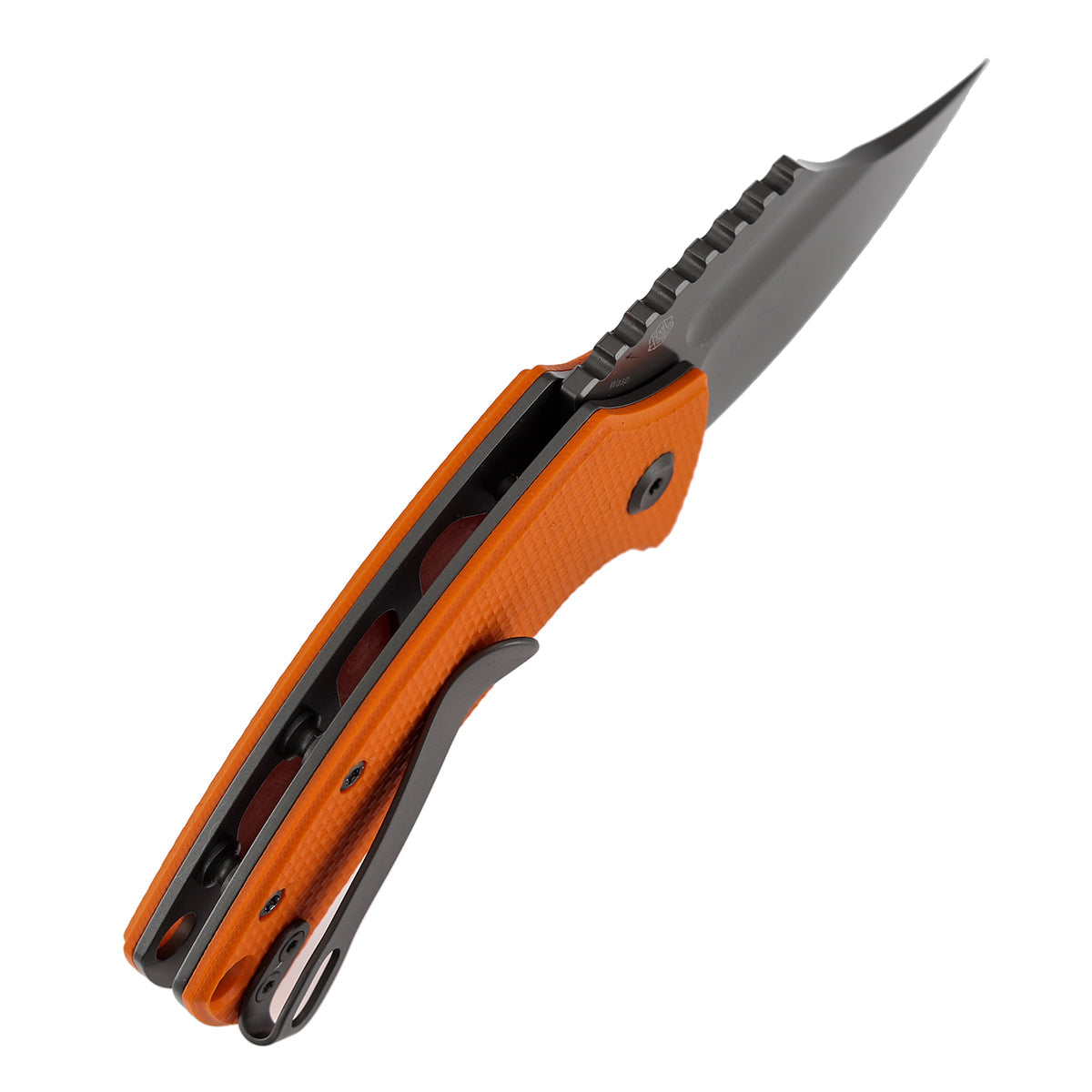 Kansept Wasp T2144F2 blade detail - gray TiCn 154CM modified Wharncliffe